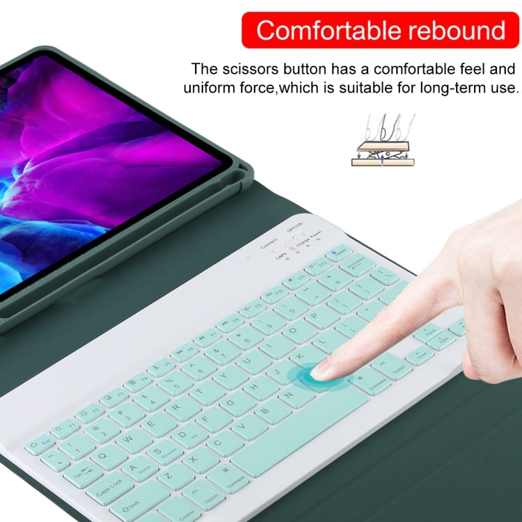 TG11B Detachable Bluetooth Green Keyboard + Microfiber Leather Tablet Case for iPad Pro 11 inch (2020), with Pen Slot & Holder (Dark Green) - For iPad Pro by PMC Jewellery | Online Shopping South Africa | PMC Jewellery