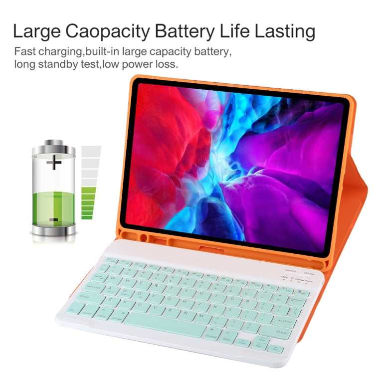 TG11B Detachable Bluetooth Green Keyboard + Microfiber Leather Tablet Case for iPad Pro 11 inch (2020), with Pen Slot & Holder (Orange) - For iPad Pro by PMC Jewellery | Online Shopping South Africa | PMC Jewellery