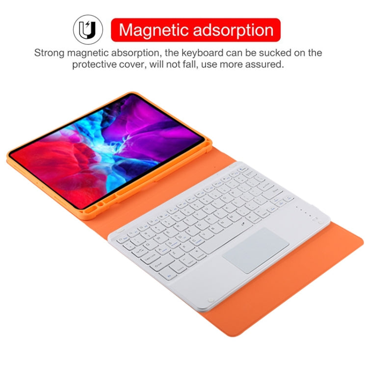 TG11BC Detachable Bluetooth White Keyboard Microfiber Leather Tablet Case for iPad Pro 11 inch (2020), with Touchpad & Pen Slot & Holder (Orange) - For iPad Pro by PMC Jewellery | Online Shopping South Africa | PMC Jewellery