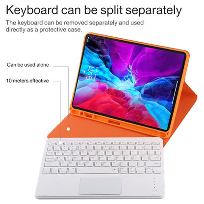 TG11BC Detachable Bluetooth White Keyboard Microfiber Leather Tablet Case for iPad Pro 11 inch (2020), with Touchpad & Pen Slot & Holder (Orange) - For iPad Pro by PMC Jewellery | Online Shopping South Africa | PMC Jewellery