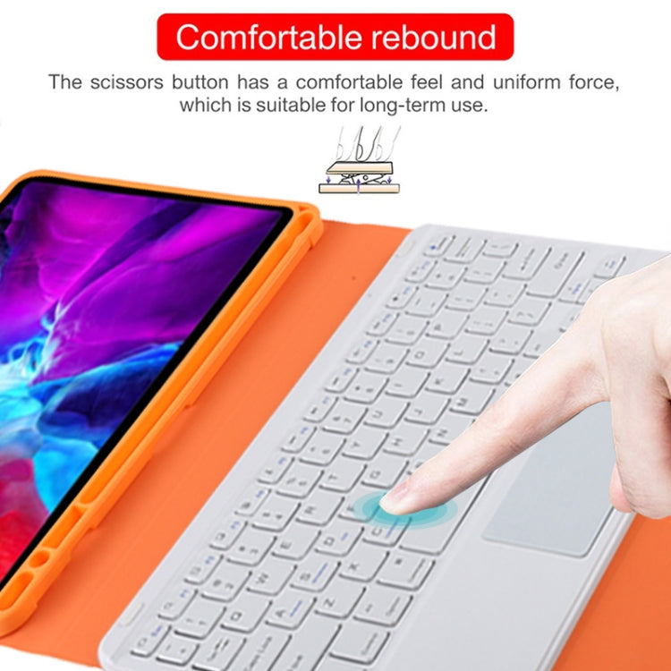 TG11BC Detachable Bluetooth White Keyboard Microfiber Leather Tablet Case for iPad Pro 11 inch (2020), with Touchpad & Pen Slot & Holder (Orange) - For iPad Pro by PMC Jewellery | Online Shopping South Africa | PMC Jewellery