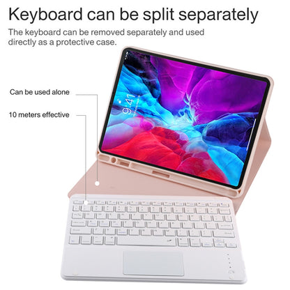 TG11BC Detachable Bluetooth White Keyboard Microfiber Leather Tablet Case for iPad Pro 11 inch (2020), with Touchpad & Pen Slot & Holder (Pink) - For iPad Pro by PMC Jewellery | Online Shopping South Africa | PMC Jewellery