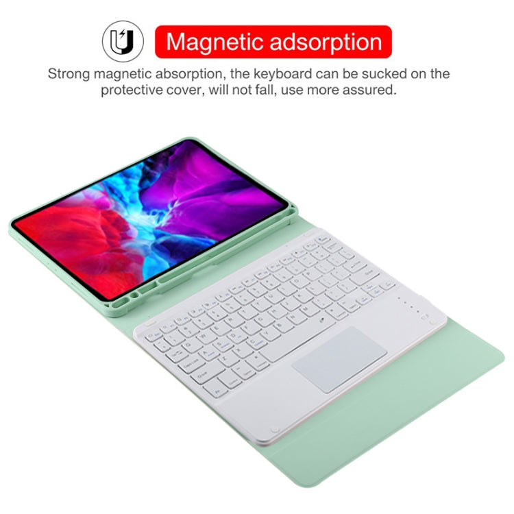 TG11BC Detachable Bluetooth White Keyboard Microfiber Leather Tablet Case for iPad Pro 11 inch (2020), with Touchpad & Pen Slot & Holder (Green) - For iPad Pro by PMC Jewellery | Online Shopping South Africa | PMC Jewellery