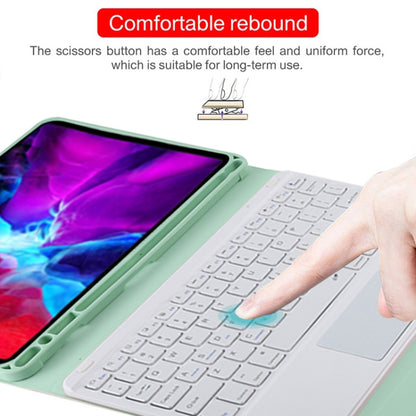 TG11BC Detachable Bluetooth White Keyboard Microfiber Leather Tablet Case for iPad Pro 11 inch (2020), with Touchpad & Pen Slot & Holder (Green) - For iPad Pro by PMC Jewellery | Online Shopping South Africa | PMC Jewellery