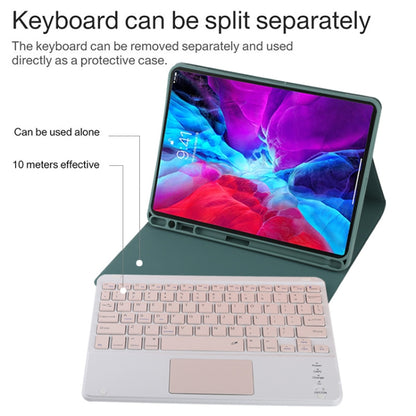 TG11BC Detachable Bluetooth Pink Keyboard Microfiber Leather Tablet Case for iPad Pro 11 inch (2020), with Touchpad & Pen Slot & Holder (Dark Green) - For iPad Pro by PMC Jewellery | Online Shopping South Africa | PMC Jewellery