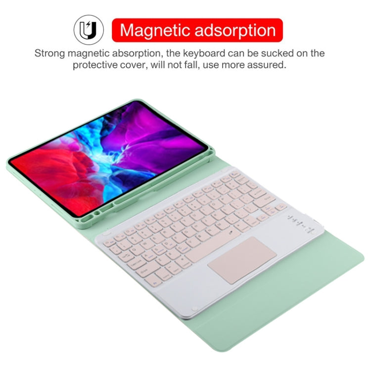 TG11BC Detachable Bluetooth Pink Keyboard Microfiber Leather Tablet Case for iPad Pro 11 inch (2020), with Touchpad & Pen Slot & Holder (Green) - For iPad Pro by PMC Jewellery | Online Shopping South Africa | PMC Jewellery