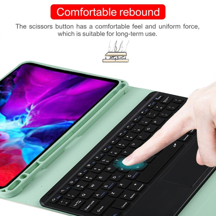 TG11BC Detachable Bluetooth Black Keyboard Microfiber Leather Tablet Case for iPad Pro 11 inch (2020), with Touchpad & Pen Slot & Holder (Green) - For iPad Pro by PMC Jewellery | Online Shopping South Africa | PMC Jewellery