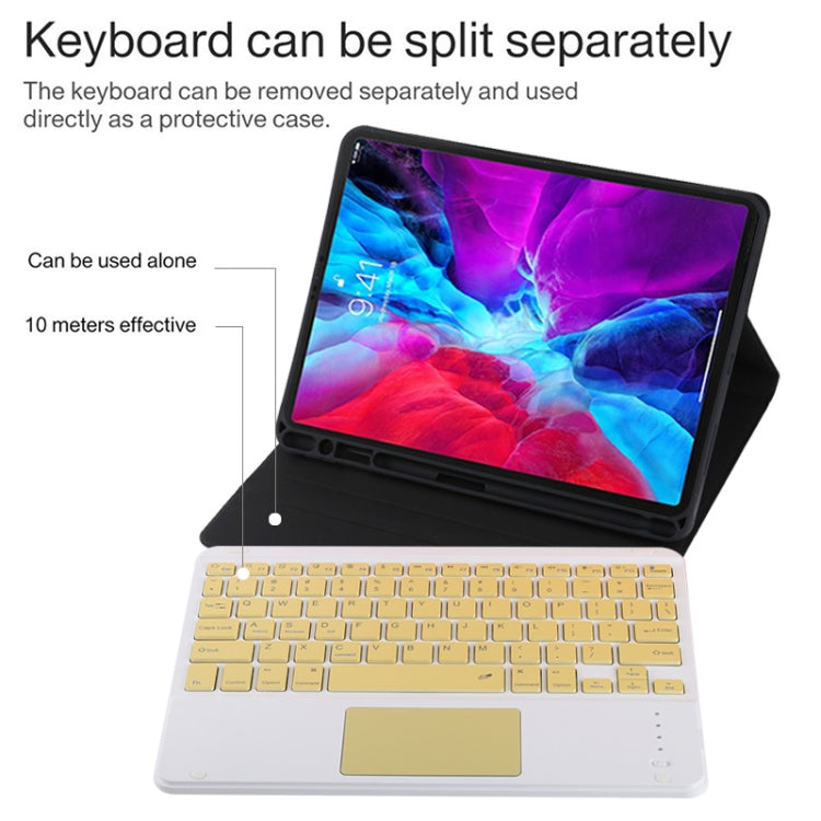 TG11BC Detachable Bluetooth Yellow Keyboard Microfiber Leather Tablet Case for iPad Pro 11 inch (2020), with Touchpad & Pen Slot & Holder (Black) - For iPad Pro by PMC Jewellery | Online Shopping South Africa | PMC Jewellery