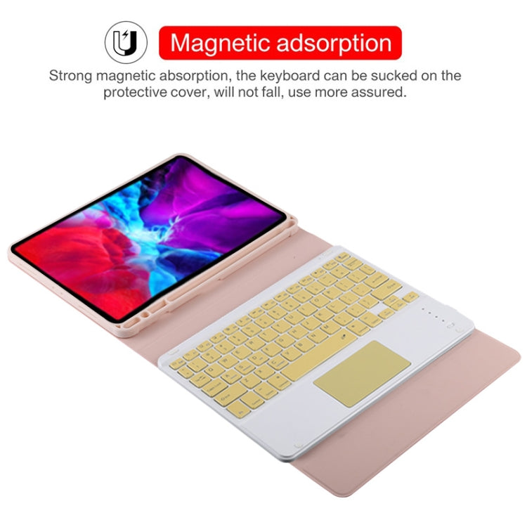 TG11BC Detachable Bluetooth Yellow Keyboard Microfiber Leather Tablet Case for iPad Pro 11 inch (2020), with Touchpad & Pen Slot & Holder (Pink) - For iPad Pro by PMC Jewellery | Online Shopping South Africa | PMC Jewellery