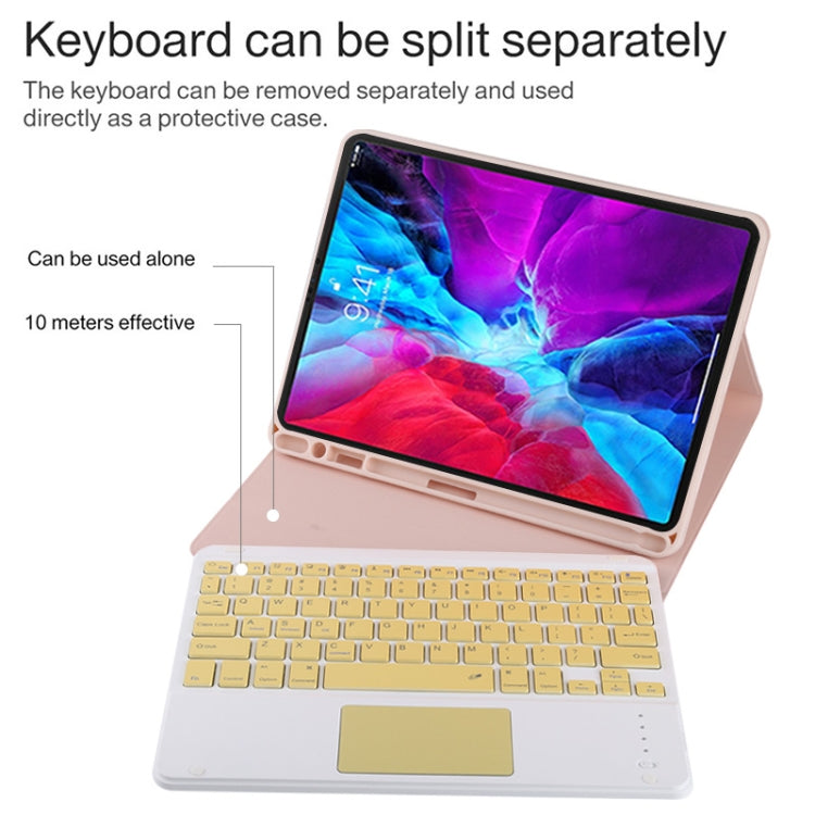 TG11BC Detachable Bluetooth Yellow Keyboard Microfiber Leather Tablet Case for iPad Pro 11 inch (2020), with Touchpad & Pen Slot & Holder (Pink) - For iPad Pro by PMC Jewellery | Online Shopping South Africa | PMC Jewellery