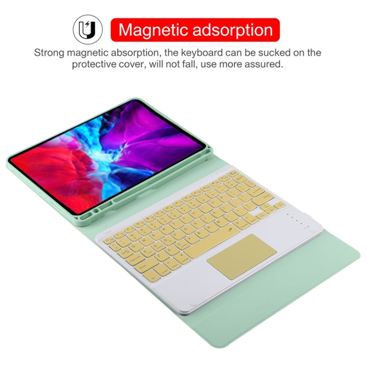 TG11BC Detachable Bluetooth Yellow Keyboard Microfiber Leather Tablet Case for iPad Pro 11 inch (2020), with Touchpad & Pen Slot & Holder (Green) - For iPad Pro by PMC Jewellery | Online Shopping South Africa | PMC Jewellery