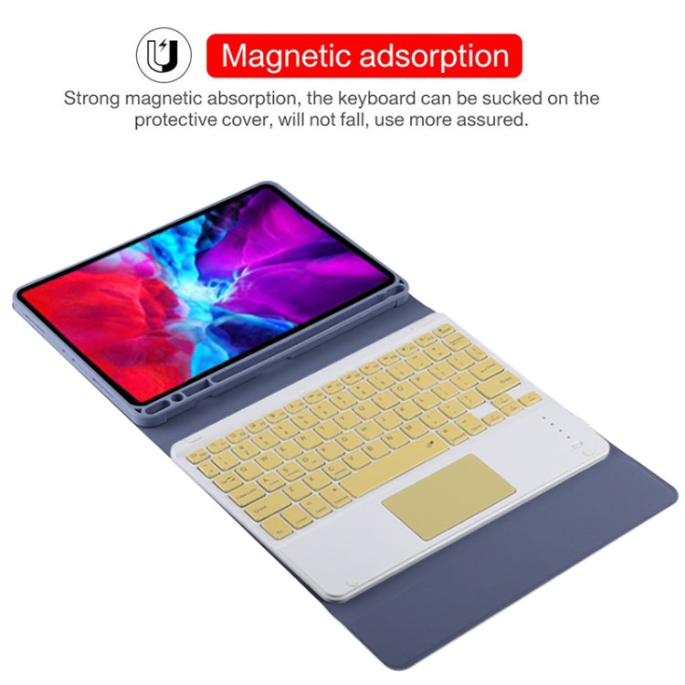 TG11BC Detachable Bluetooth Yellow Keyboard Microfiber Leather Tablet Case for iPad Pro 11 inch (2020), with Touchpad & Pen Slot & Holder (Purple) - For iPad Pro by PMC Jewellery | Online Shopping South Africa | PMC Jewellery