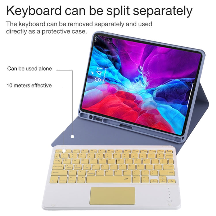 TG11BC Detachable Bluetooth Yellow Keyboard Microfiber Leather Tablet Case for iPad Pro 11 inch (2020), with Touchpad & Pen Slot & Holder (Purple) - For iPad Pro by PMC Jewellery | Online Shopping South Africa | PMC Jewellery