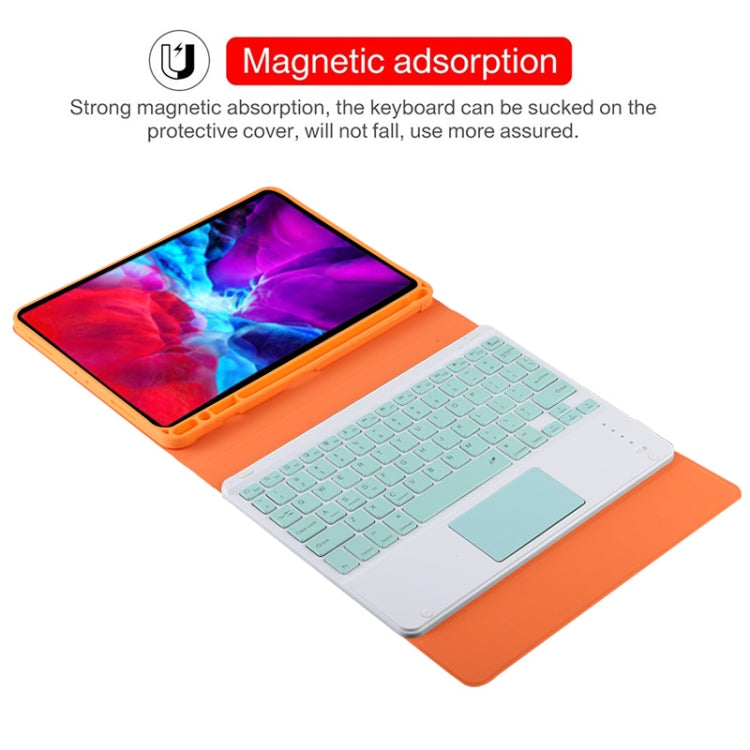 TG11BC Detachable Bluetooth Green Keyboard Microfiber Leather Tablet Case for iPad Pro 11 inch (2020), with Touchpad & Pen Slot & Holder (Orange) - For iPad Pro by PMC Jewellery | Online Shopping South Africa | PMC Jewellery