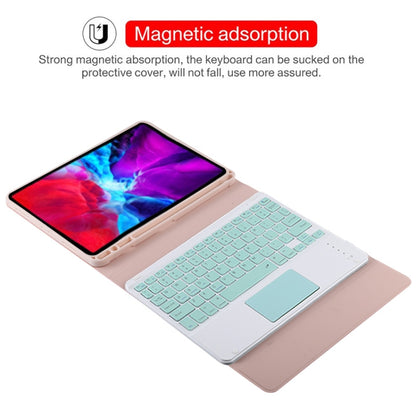 TG11BC Detachable Bluetooth Green Keyboard Microfiber Leather Tablet Case for iPad Pro 11 inch (2020), with Touchpad & Pen Slot & Holder (Pink) - For iPad Pro by PMC Jewellery | Online Shopping South Africa | PMC Jewellery