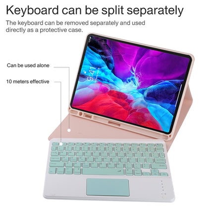 TG11BC Detachable Bluetooth Green Keyboard Microfiber Leather Tablet Case for iPad Pro 11 inch (2020), with Touchpad & Pen Slot & Holder (Pink) - For iPad Pro by PMC Jewellery | Online Shopping South Africa | PMC Jewellery