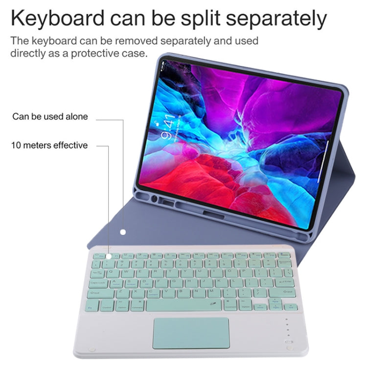 TG11BC Detachable Bluetooth Green Keyboard Microfiber Leather Tablet Case for iPad Pro 11 inch (2020), with Touchpad & Pen Slot & Holder (Purple) - For iPad Pro by PMC Jewellery | Online Shopping South Africa | PMC Jewellery