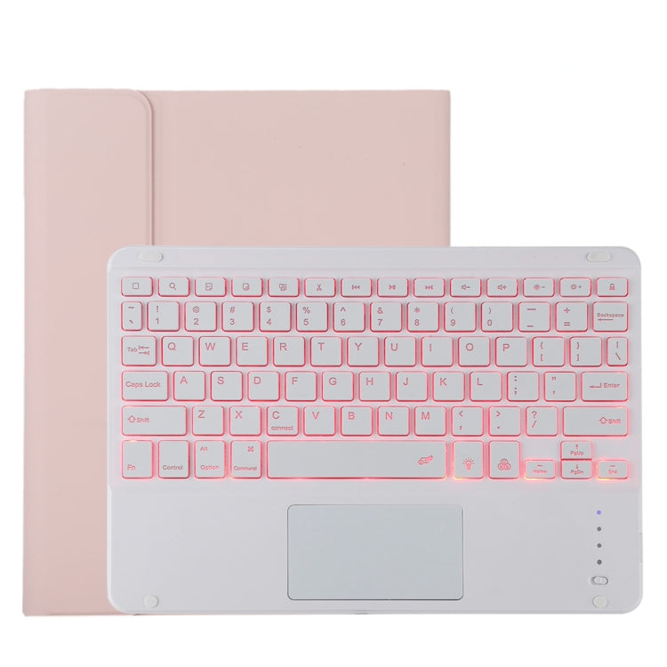 TG11BCS Detachable Bluetooth White Keyboard Microfiber Leather Tablet Case for iPad Pro 11 inch (2020), with Backlight & Touchpad & Pen Slot & Holder (Pink) - For iPad Pro by PMC Jewellery | Online Shopping South Africa | PMC Jewellery