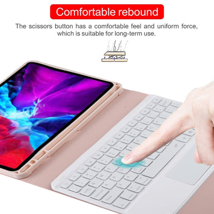 TG11BCS Detachable Bluetooth White Keyboard Microfiber Leather Tablet Case for iPad Pro 11 inch (2020), with Backlight & Touchpad & Pen Slot & Holder (Pink) - For iPad Pro by PMC Jewellery | Online Shopping South Africa | PMC Jewellery