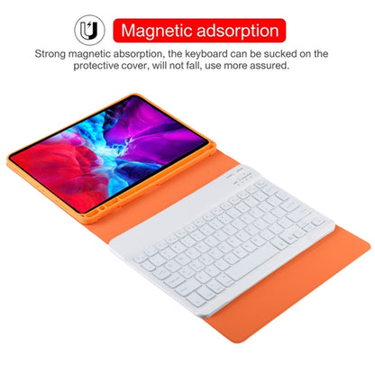 TG11BS Detachable Bluetooth White Keyboard Microfiber Leather Tablet Case for iPad Pro 11 inch (2020), with Backlight & Pen Slot & Holder (Orange) - For iPad Pro by PMC Jewellery | Online Shopping South Africa | PMC Jewellery