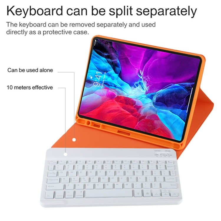 TG11BS Detachable Bluetooth White Keyboard Microfiber Leather Tablet Case for iPad Pro 11 inch (2020), with Backlight & Pen Slot & Holder (Orange) - For iPad Pro by PMC Jewellery | Online Shopping South Africa | PMC Jewellery