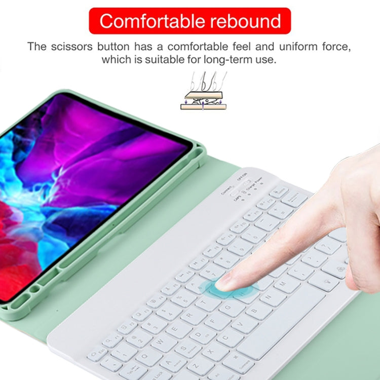 TG11BS Detachable Bluetooth White Keyboard Microfiber Leather Tablet Case for iPad Pro 11 inch (2020), with Backlight & Pen Slot & Holder (Green) - For iPad Pro by PMC Jewellery | Online Shopping South Africa | PMC Jewellery