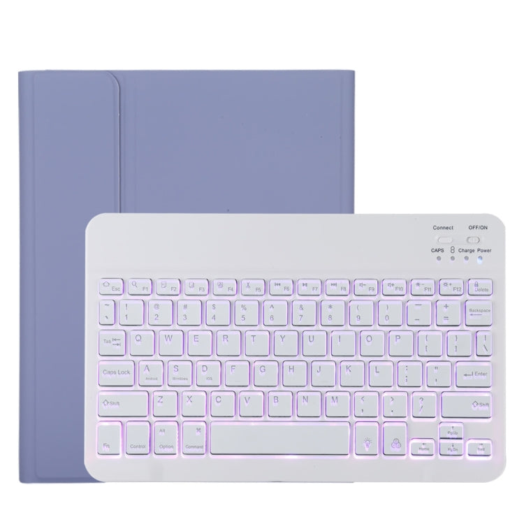 TG11BS Detachable Bluetooth White Keyboard Microfiber Leather Tablet Case for iPad Pro 11 inch (2020), with Backlight & Pen Slot & Holder (Purple) - For iPad Pro by PMC Jewellery | Online Shopping South Africa | PMC Jewellery