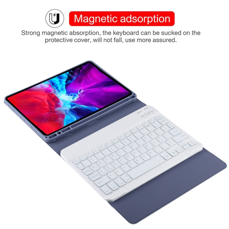 TG11BS Detachable Bluetooth White Keyboard Microfiber Leather Tablet Case for iPad Pro 11 inch (2020), with Backlight & Pen Slot & Holder (Purple) - For iPad Pro by PMC Jewellery | Online Shopping South Africa | PMC Jewellery