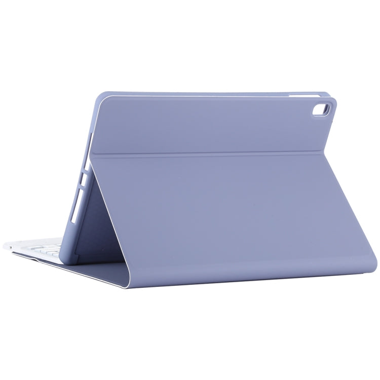 TG-102BCS Detachable Bluetooth White Keyboard + Microfiber Leather Tablet Case for iPad 10.2 inch / iPad Air (2019), with Touch Pad & Backlight & Pen Slot & Holder (Purple) - For iPad Air by PMC Jewellery | Online Shopping South Africa | PMC Jewellery