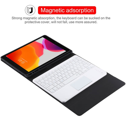 TG-102BC Detachable Bluetooth White Keyboard + Microfiber Leather Tablet Case for iPad 10.2 inch / iPad Air (2019), with Touch Pad & Pen Slot & Holder(Black) - For iPad Air by PMC Jewellery | Online Shopping South Africa | PMC Jewellery