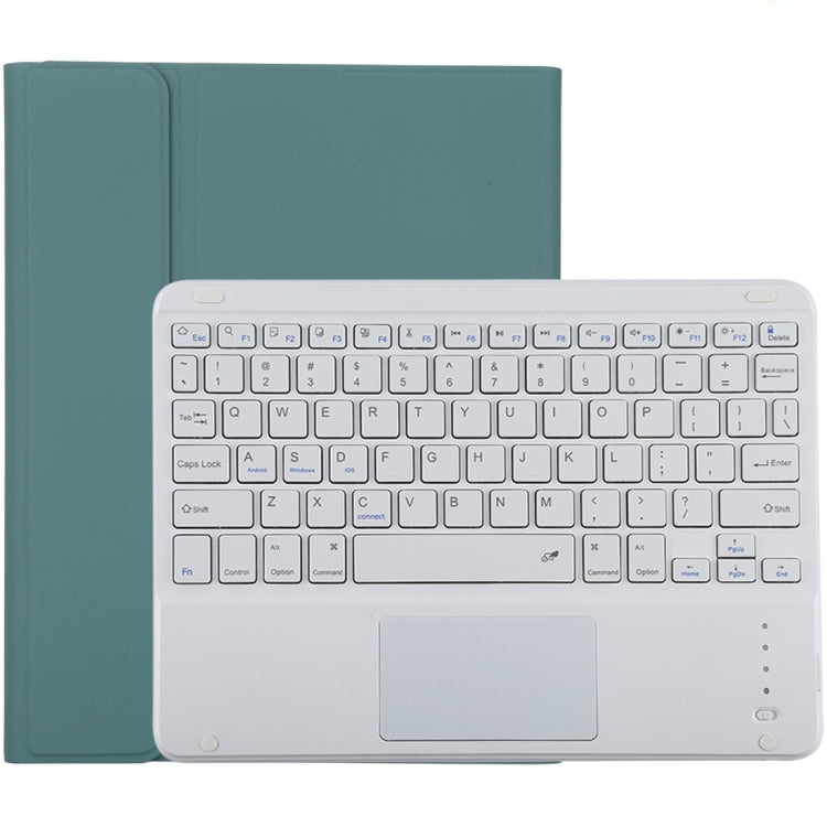 TG-102BC Detachable Bluetooth White Keyboard + Microfiber Leather Tablet Case for iPad 10.2 inch / iPad Air (2019), with Touch Pad & Pen Slot & Holder(Dark Green) - For iPad Air by PMC Jewellery | Online Shopping South Africa | PMC Jewellery