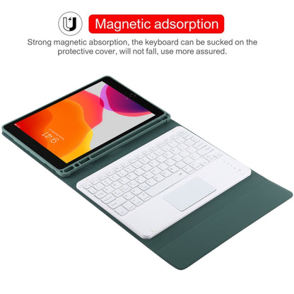 TG-102BC Detachable Bluetooth White Keyboard + Microfiber Leather Tablet Case for iPad 10.2 inch / iPad Air (2019), with Touch Pad & Pen Slot & Holder(Dark Green) - For iPad Air by PMC Jewellery | Online Shopping South Africa | PMC Jewellery