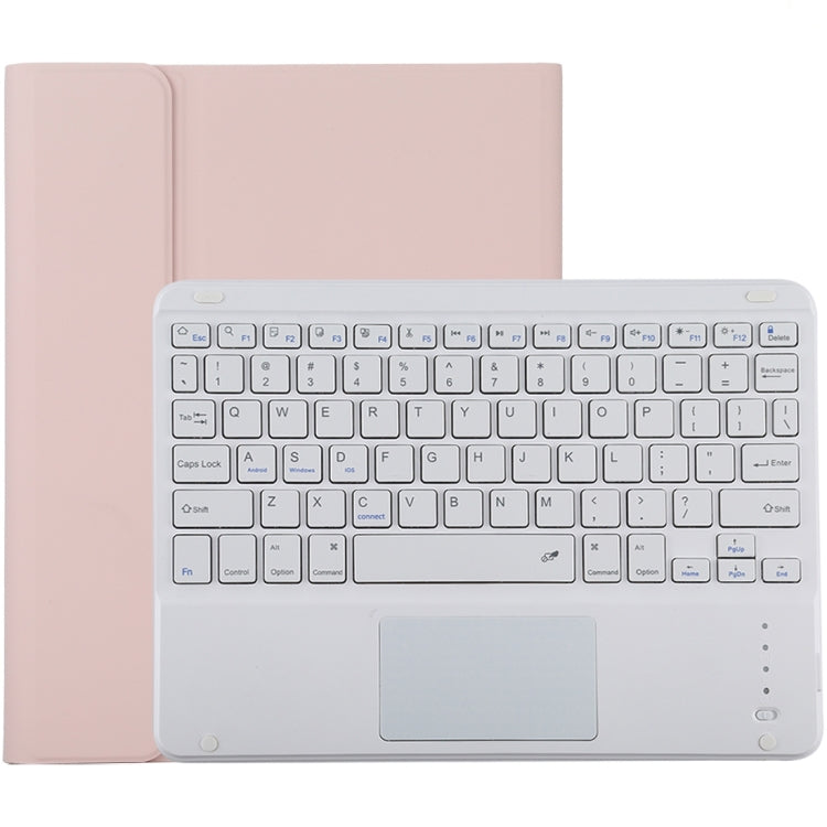 TG-102BC Detachable Bluetooth White Keyboard + Microfiber Leather Tablet Case for iPad 10.2 inch / iPad Air (2019), with Touch Pad & Pen Slot & Holder(Pink) - For iPad Air by PMC Jewellery | Online Shopping South Africa | PMC Jewellery