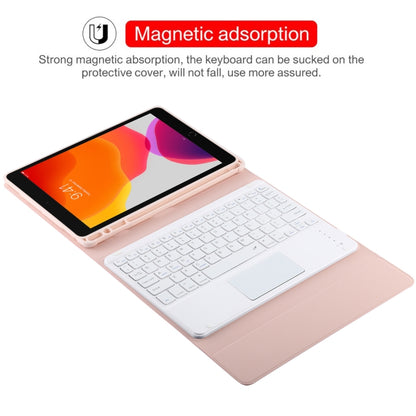 TG-102BC Detachable Bluetooth White Keyboard + Microfiber Leather Tablet Case for iPad 10.2 inch / iPad Air (2019), with Touch Pad & Pen Slot & Holder(Pink) - For iPad Air by PMC Jewellery | Online Shopping South Africa | PMC Jewellery