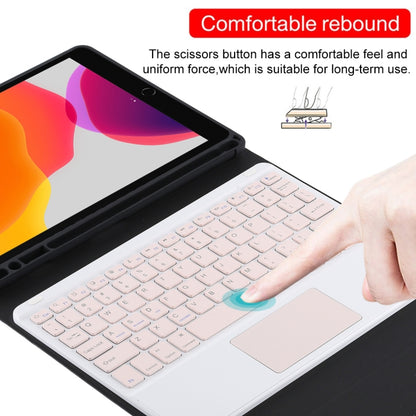 TG-102BC Detachable Bluetooth Pink Keyboard + Microfiber Leather Tablet Case for iPad 10.2 inch / iPad Air (2019), with Touch Pad & Pen Slot & Holder(Black) - For iPad Air by PMC Jewellery | Online Shopping South Africa | PMC Jewellery