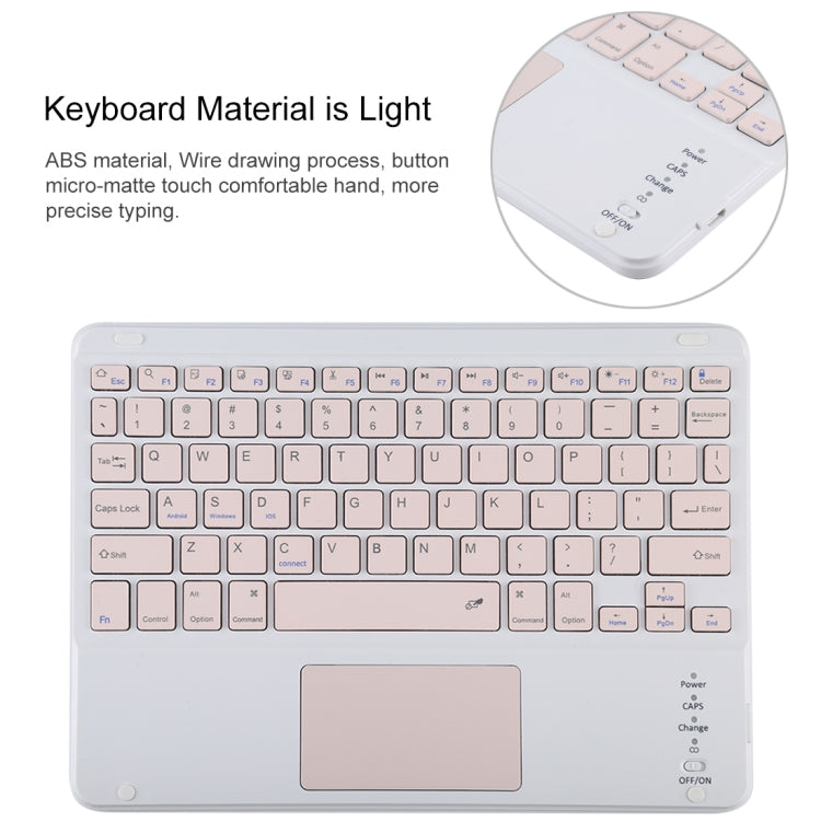 TG-102BC Detachable Bluetooth Pink Keyboard + Microfiber Leather Tablet Case for iPad 10.2 inch / iPad Air (2019), with Touch Pad & Pen Slot & Holder(Pink) - For iPad Air by PMC Jewellery | Online Shopping South Africa | PMC Jewellery