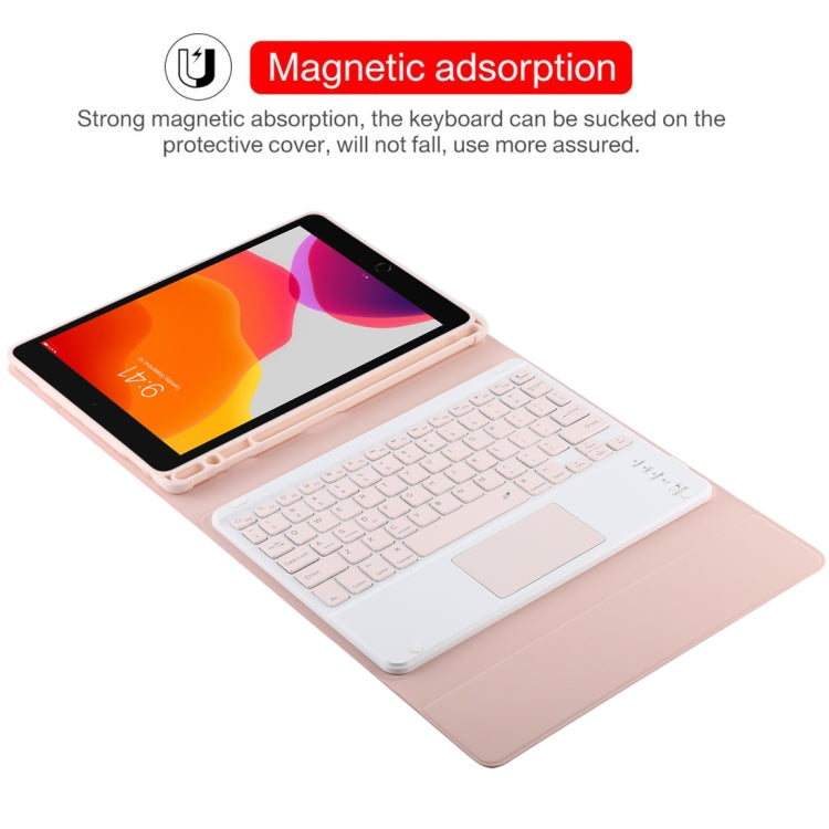 TG-102BC Detachable Bluetooth Pink Keyboard + Microfiber Leather Tablet Case for iPad 10.2 inch / iPad Air (2019), with Touch Pad & Pen Slot & Holder(Pink) - For iPad Air by PMC Jewellery | Online Shopping South Africa | PMC Jewellery