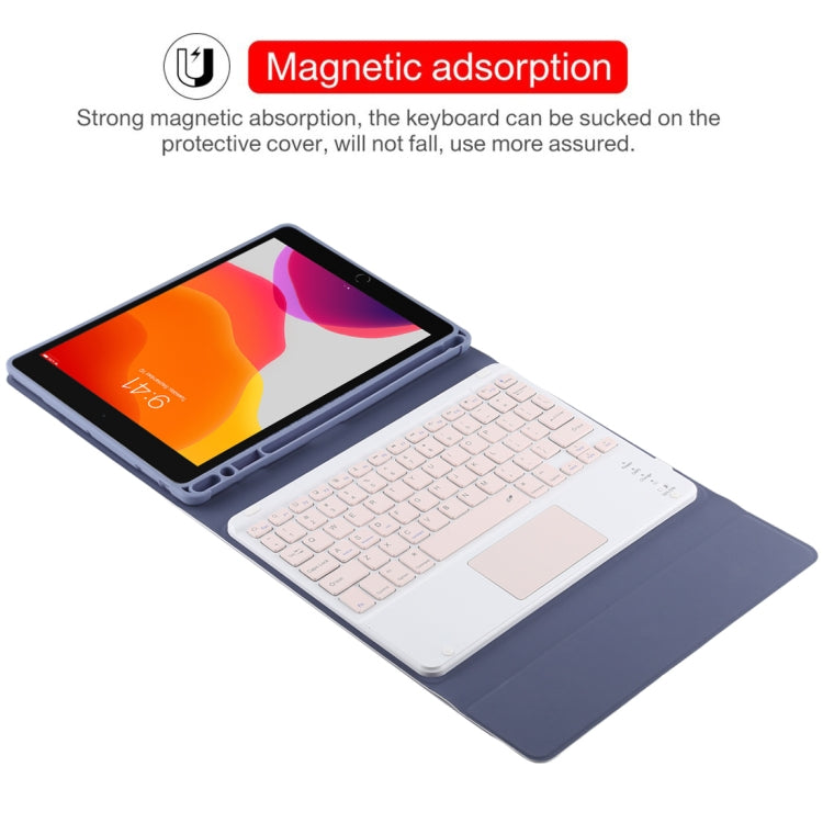 TG-102BC Detachable Bluetooth Pink Keyboard + Microfiber Leather Tablet Case for iPad 10.2 inch / iPad Air (2019), with Touch Pad & Pen Slot & Holder(Purple) - For iPad Air by PMC Jewellery | Online Shopping South Africa | PMC Jewellery