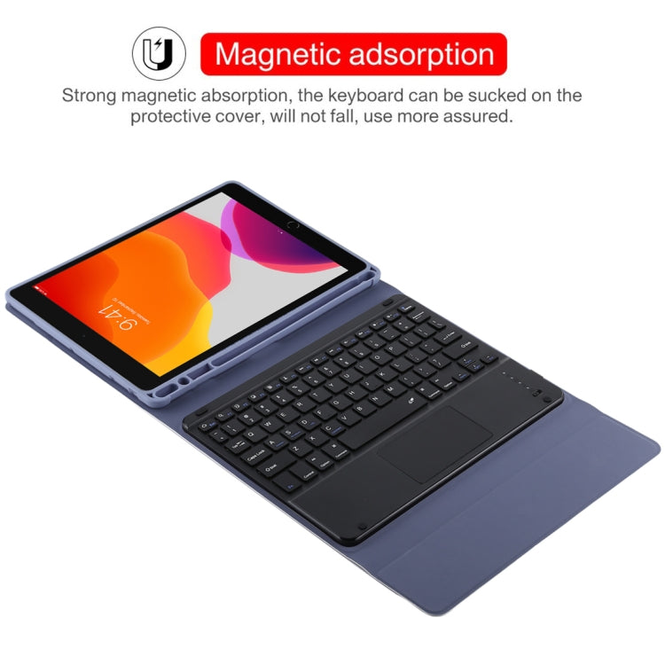 TG-102BC Detachable Bluetooth Black Keyboard + Microfiber Leather Tablet Case for iPad 10.2 inch / iPad Air (2019), with Touch Pad & Pen Slot & Holder(Purple) - For iPad Air by PMC Jewellery | Online Shopping South Africa | PMC Jewellery