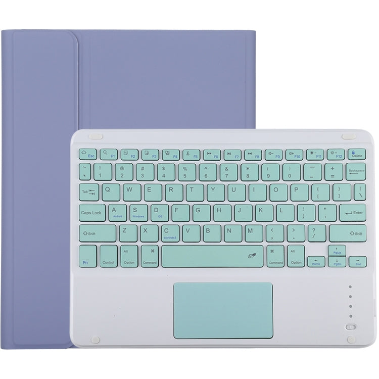 TG-102BC Detachable Bluetooth Green Keyboard + Microfiber Leather Tablet Case for iPad 10.2 inch / iPad Air (2019), with Touch Pad & Pen Slot & Holder (Purple) - For iPad Air by PMC Jewellery | Online Shopping South Africa | PMC Jewellery