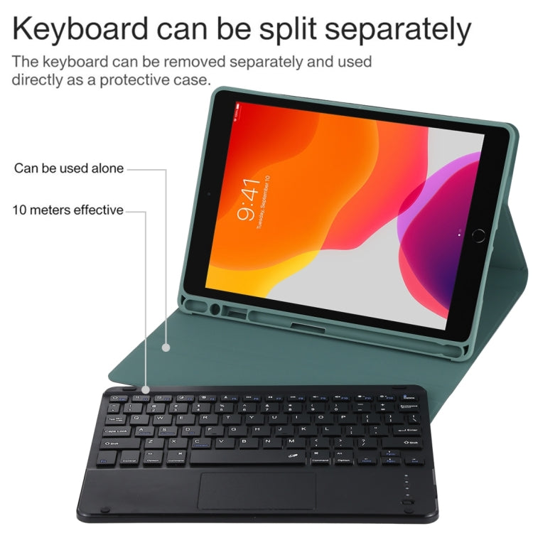 TG97BC Detachable Bluetooth Black Keyboard + Microfiber Leather Tablet Case for iPad 9.7 inch, with Touch Pad & Pen Slot & Holder(Dark Green) - Universal by PMC Jewellery | Online Shopping South Africa | PMC Jewellery