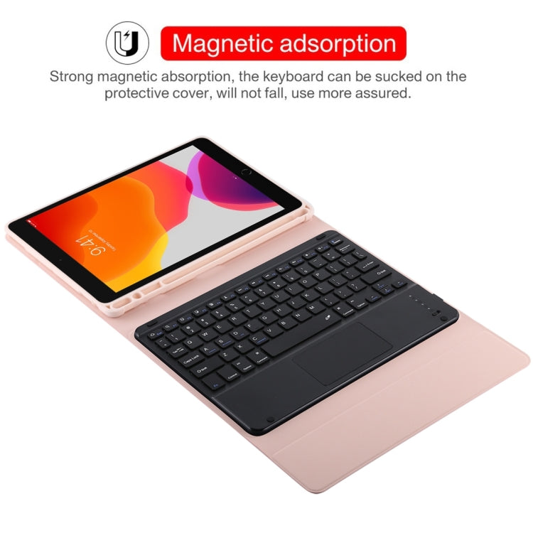 TG109BC Detachable Bluetooth Black Keyboard + Microfiber Leather Tablet Case for iPad Air 2020, with Touch Pad & Pen Slot & Holder (Pink) - For iPad Air by PMC Jewellery | Online Shopping South Africa | PMC Jewellery