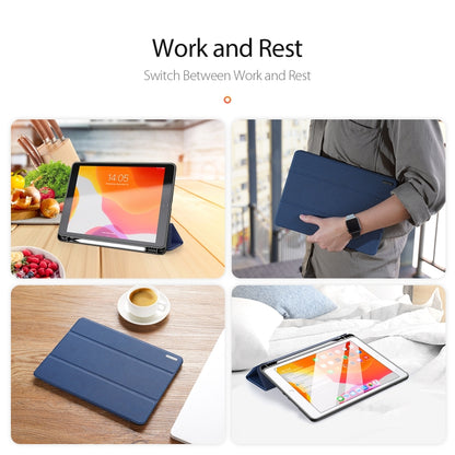 For iPad 10.2 DUX DUCIS Domo Series Horizontal Flip Magnetic PU Leather Case with Three-folding Holder & Pen Slot & Sleep / Wake-up Function (Blue) - iPad 10.2 Cases by DUX DUCIS | Online Shopping South Africa | PMC Jewellery | Buy Now Pay Later Mobicred