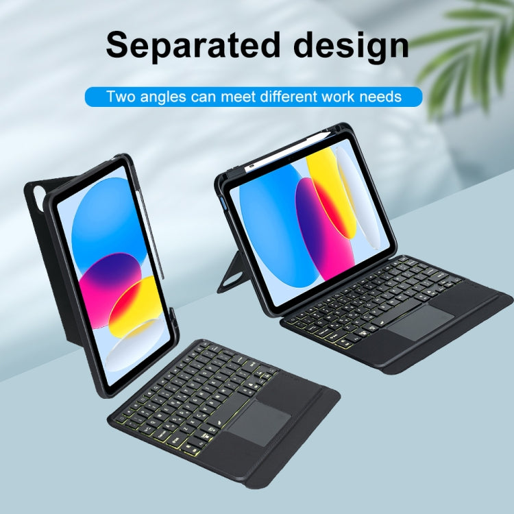 T10-AS For iPad 10th Gen 10.9 2022 Touch Backlight Split Type Bluetooth Keyboard Leather Case - Universal by PMC TechLife | Online Shopping South Africa | PMC TechLife