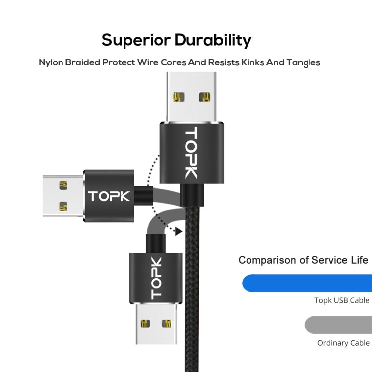 TOPK 1m 2.4A Max USB to 8 Pin + USB-C / Type-C + Micro USB Nylon Braided Magnetic Charging Cable with LED Indicator(Black) - Charging Cable & Head by TOPK | Online Shopping South Africa | PMC Jewellery | Buy Now Pay Later Mobicred