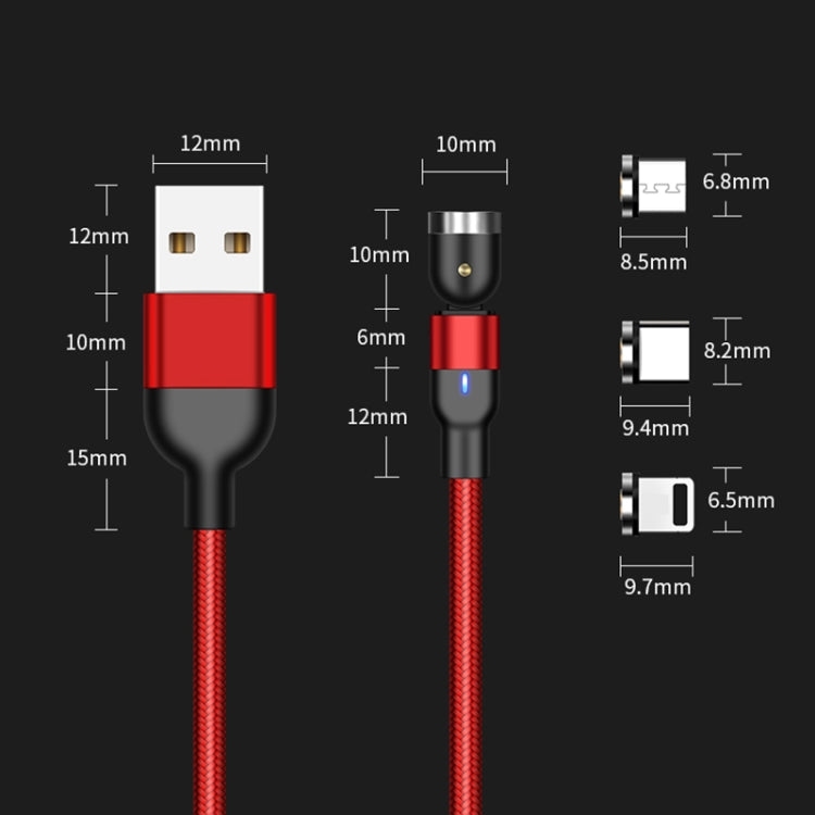 2m 2A Output 3 in 1 USB to 8 Pin + USB-C / Type-C + Micro USB Nylon Braided Rotate Magnetic Charging Cable (Black) - Charging Cable & Head by PMC Jewellery | Online Shopping South Africa | PMC Jewellery | Buy Now Pay Later Mobicred