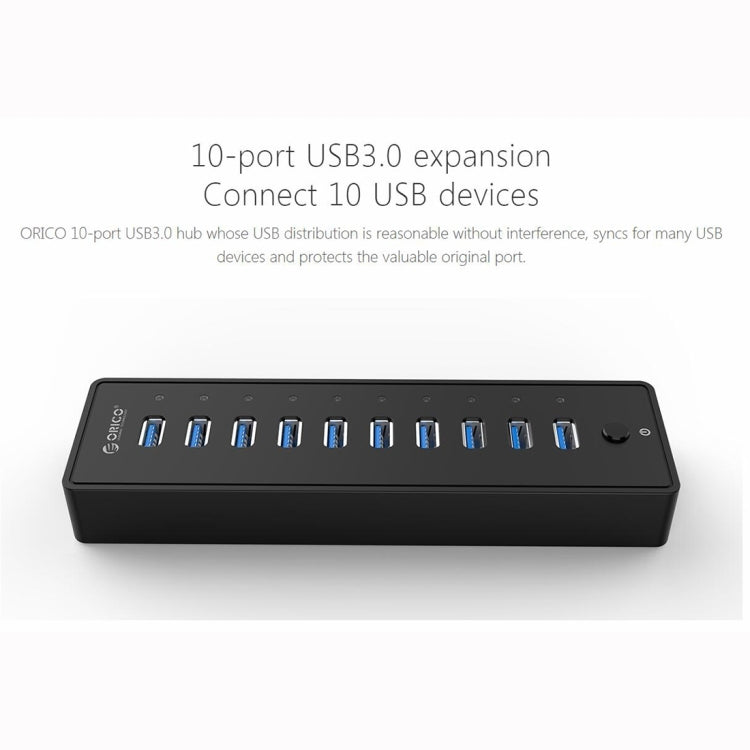 ORICO P10-U3-V1 10 USB 3.0 Ports HUB, Specification: US Plug - USB HUB by PMC Jewellery | Online Shopping South Africa | PMC Jewellery | Buy Now Pay Later Mobicred