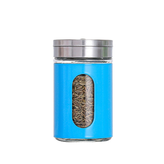 Stainless Steel Lid Glass Seasoning Jar Kitchen Supplies (Blue) - Condiment Bottles & Hip Flasks by PMC Jewellery | Online Shopping South Africa | PMC Jewellery | Buy Now Pay Later Mobicred