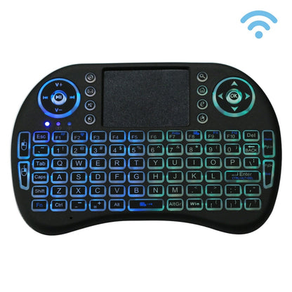 2.4GHz Mini i8 Wireless QWERTY Keyboard with Colorful Backlight & Touchpad & Multimedia Control for PC, Android TV BOX, X-BOX Player, Smartphones(Black) - MINI PC Accessories & Gadgets by PMC Jewellery | Online Shopping South Africa | PMC Jewellery | Buy Now Pay Later Mobicred