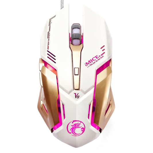 iMICE V8 LED Colorful Light USB 6 Buttons 4000 DPI Wired Optical Gaming Mouse for Computer PC Laptop(White) - Wired Mice by iMICE | Online Shopping South Africa | PMC Jewellery | Buy Now Pay Later Mobicred